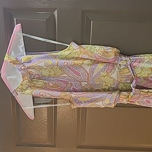 Long pastel paisley  lined dress